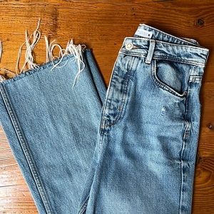 Zara Denim Collection High Rise Straight Leg Button Fly Jeans
